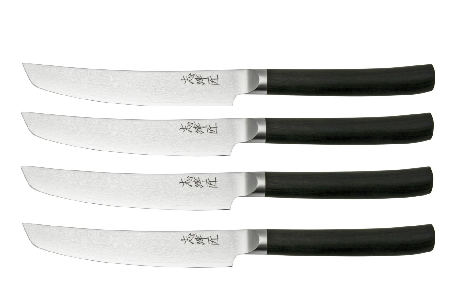 Shizu Hamono Takumi SS-1170-4, Set De Couteaux à Steak En Acier De Damas 4 Pièces, 12.5 Cm 1 Shizu Hamono Takumi SS-1170-4, Set De Couteaux à Steak En Acier De Damas 4 Pièces, 12.5 Cm