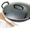 Spring Wok En Fonte Avec Couvercle En Verre, 35 Cm