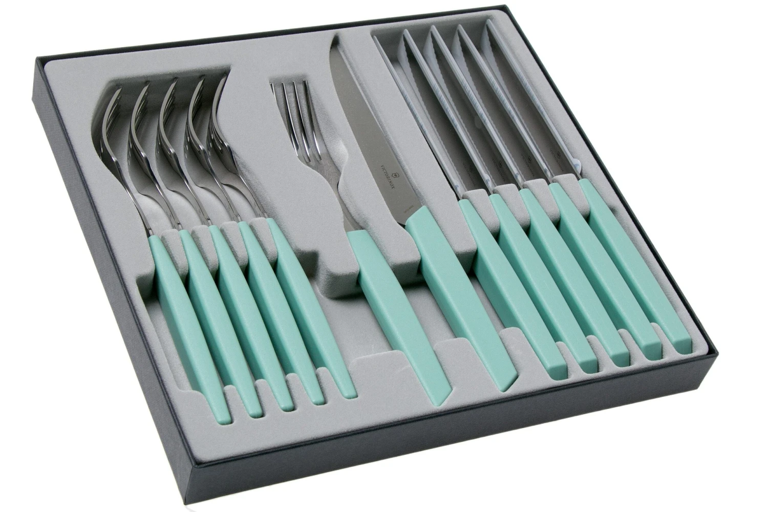 Victorinox Swiss Modern 6.9096.12W41.12, Ménagère 12 Pièces Avec Couteau à Steak, Vert 2 Victorinox Swiss Modern 6.9096.12W41.12, Ménagère 12 Pièces Avec Couteau à Steak, Vert – Image 2